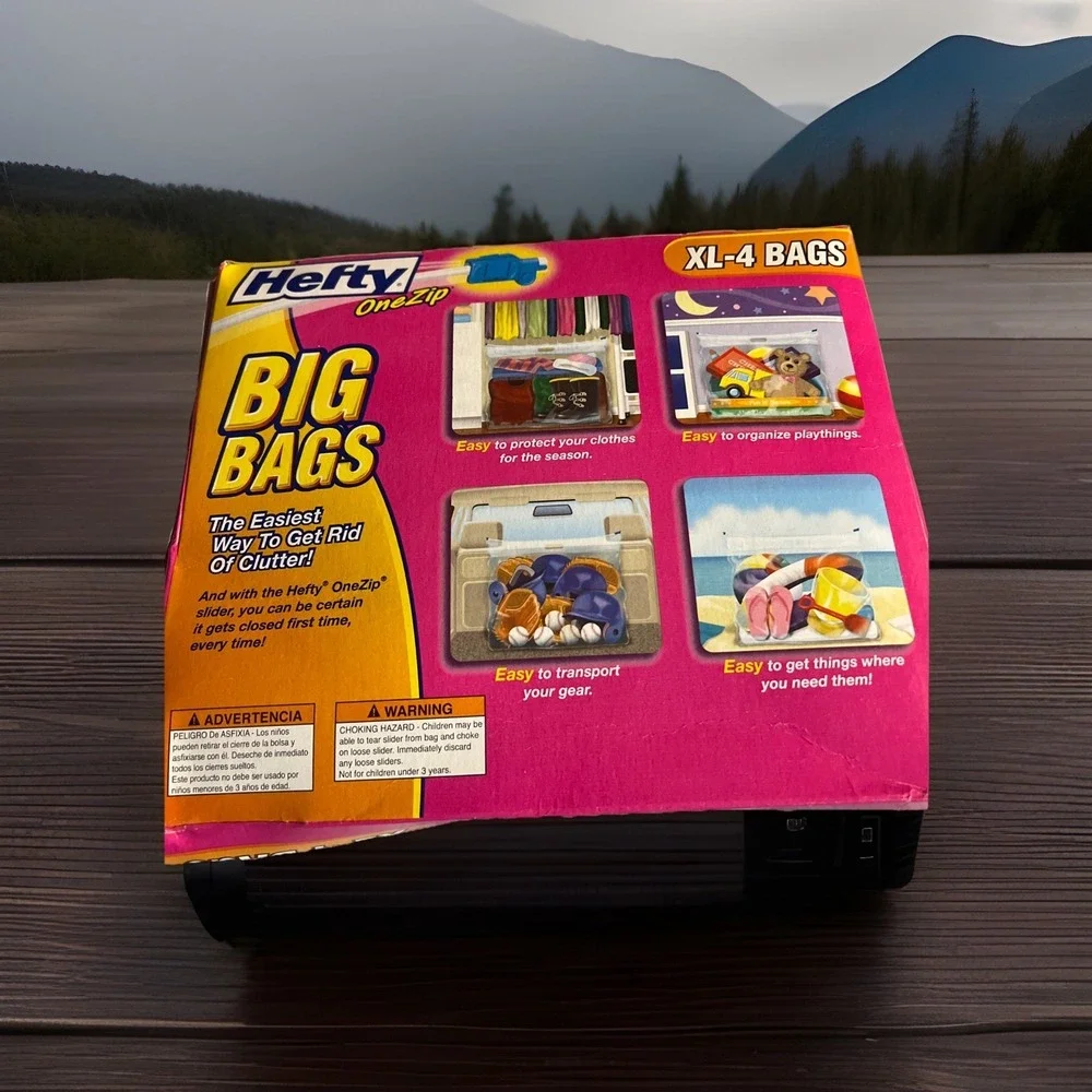 Hefty Big Bags XL 11‎ Gallon 4 Pack 2.1 Ft x 1.7 Ft One Zip Slider Vintage NEW ✅